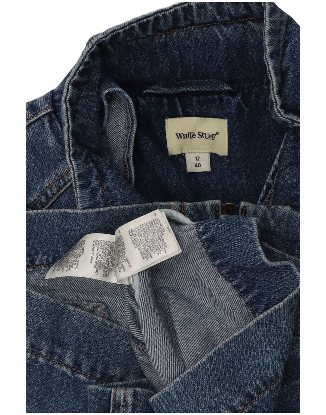 Jaqueta jeans feminina White Stuff UK 12 algodão azul médio