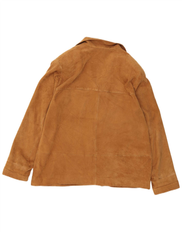Jaqueta de camurça feminina vintage UK 14 grande bege
