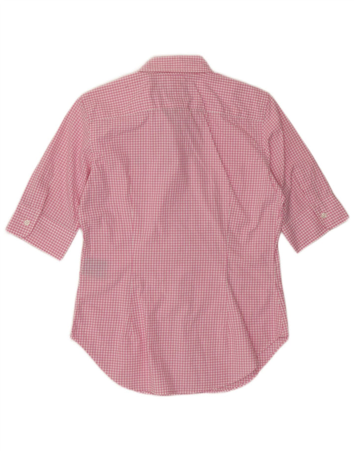 Camisa feminina Ralph Lauren de manga curta EUA 6 médio rosa guingão