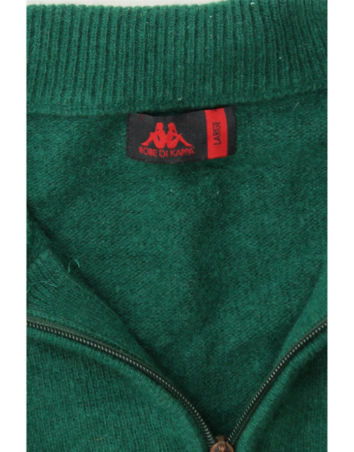 Suéter masculino Kappa com zíper e gola grande verde