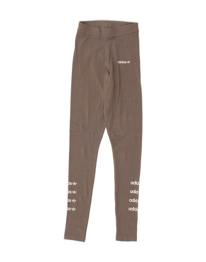 ADIDAS Womens Graphic Leggings UK 4 XS Grey Cotton Vintage Adidas and Second-Hand Adidas from Messina Hembry 