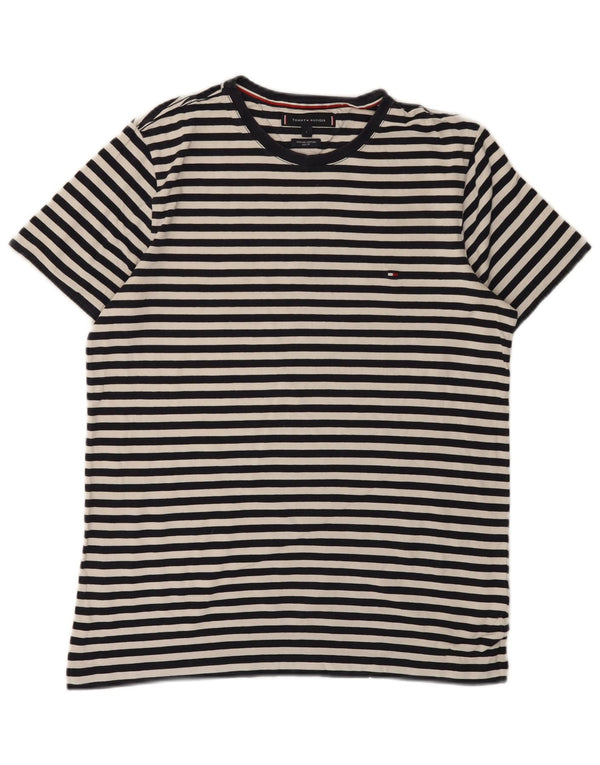 Camiseta feminina TOMMY HILFIGER Slim Fit UK 14 grande listrada preta