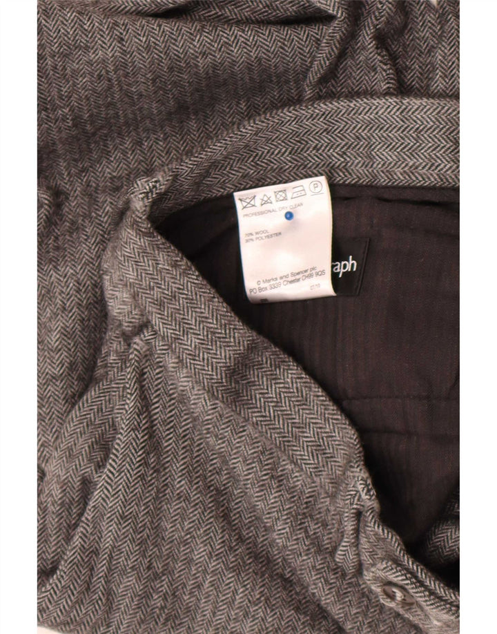 Calça masculina Marks & Spencer Autograph Suit W36 L28 cinza espinha de peixe