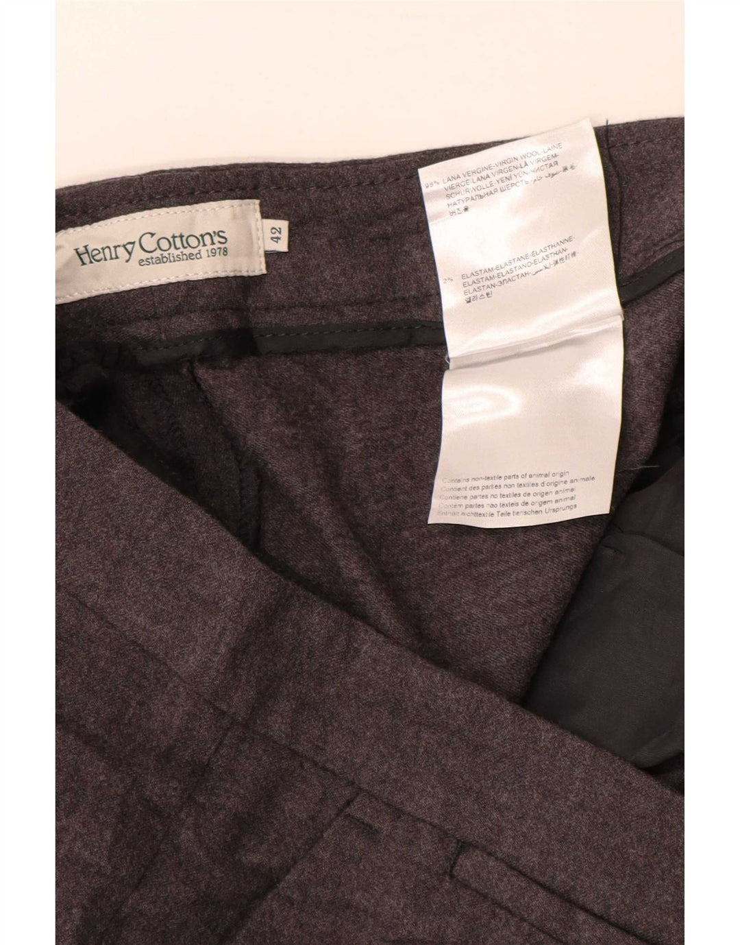 Calça feminina Henry Cottons Slim Suit IT 42 Médio W30 L26 Lã Cinza