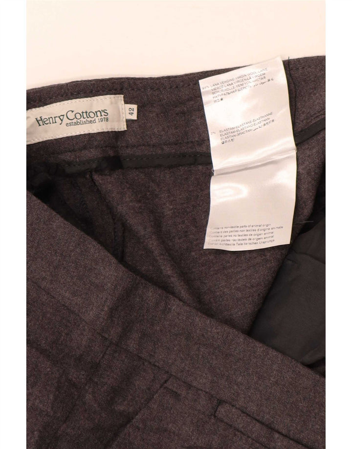 Calça feminina Henry Cottons Slim Suit IT 42 Médio W30 L26 Lã Cinza