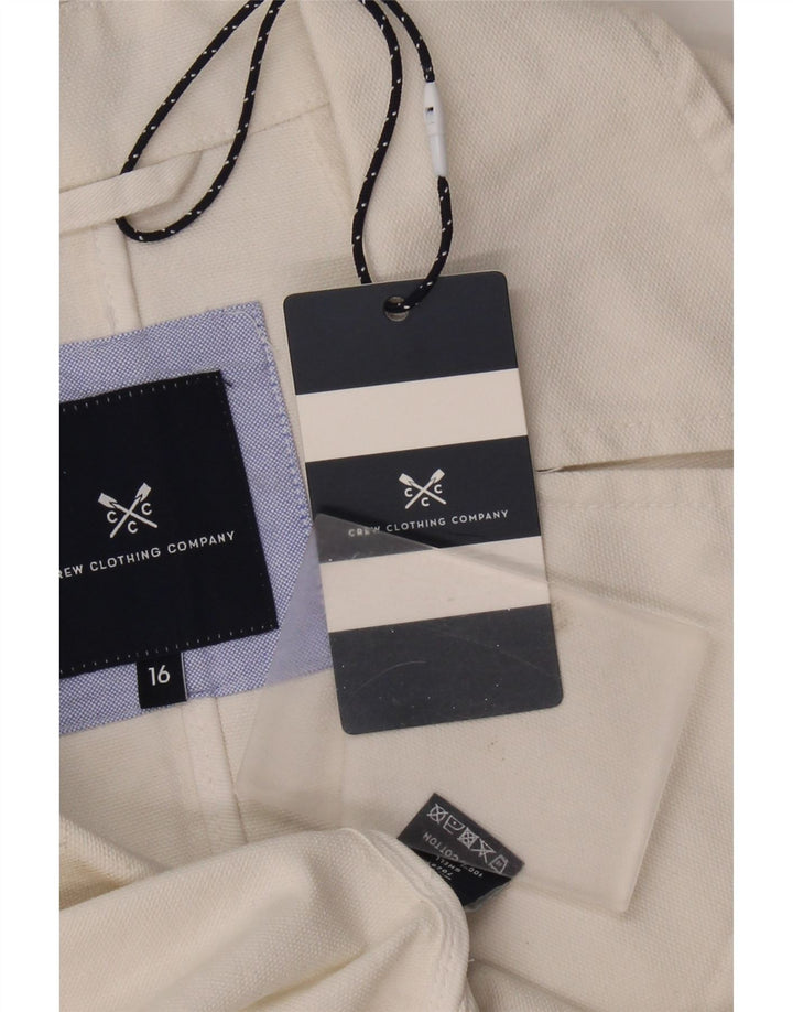 CREW CLOTHING Casaco feminino ervilha Reino Unido 16 grande algodão branco