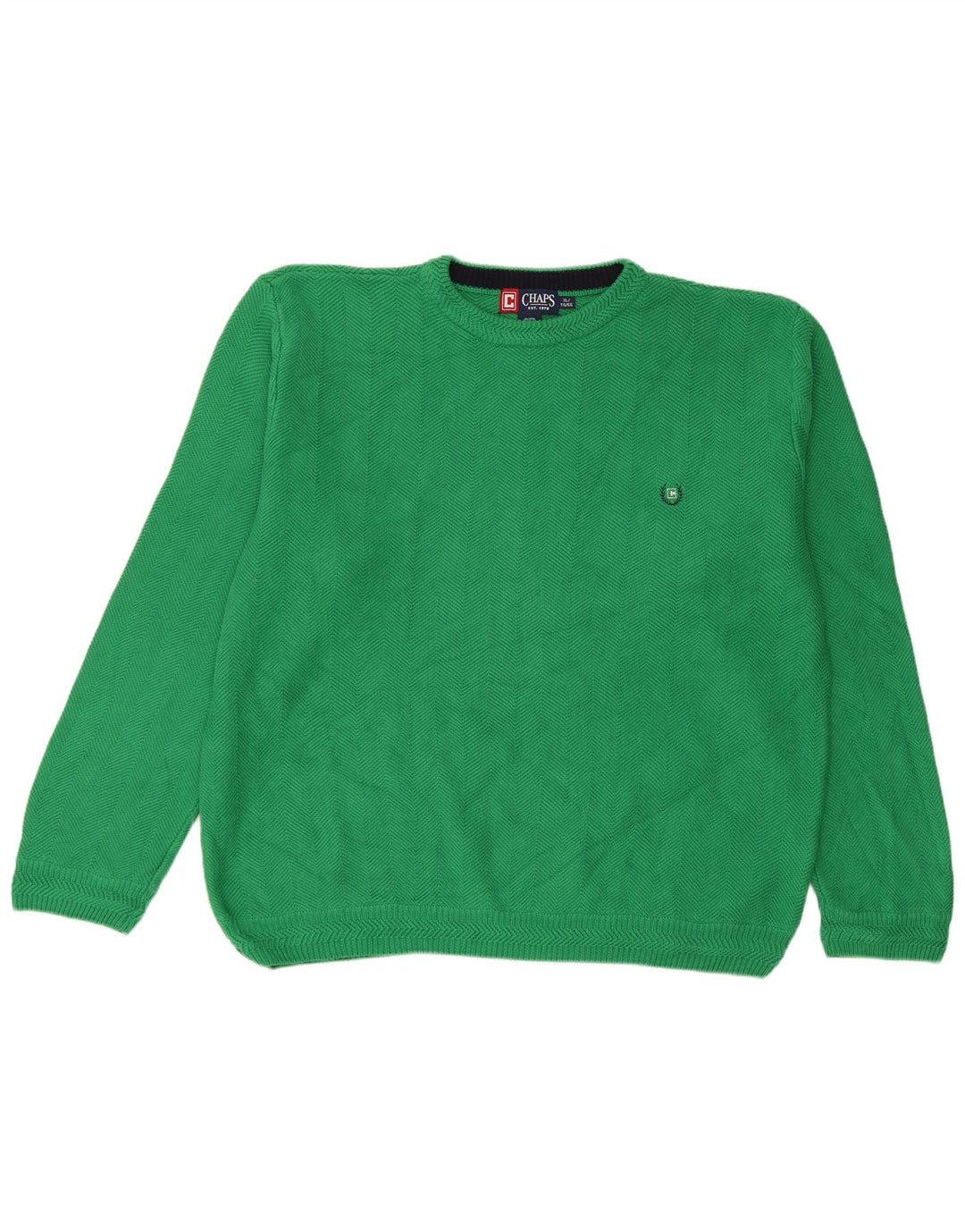 Suéter masculino Chaps com gola redonda XL verde espinha de peixe