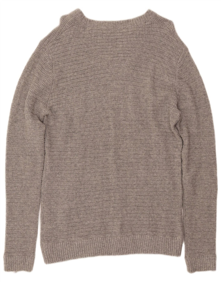 Crew Clothing Suéter masculino com gola redonda, lã cinza grande