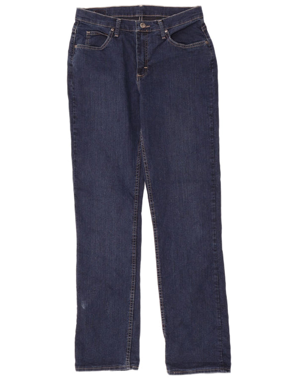 Calça jeans reta feminina Lee US 12 grande W32 L35 algodão azul marinho