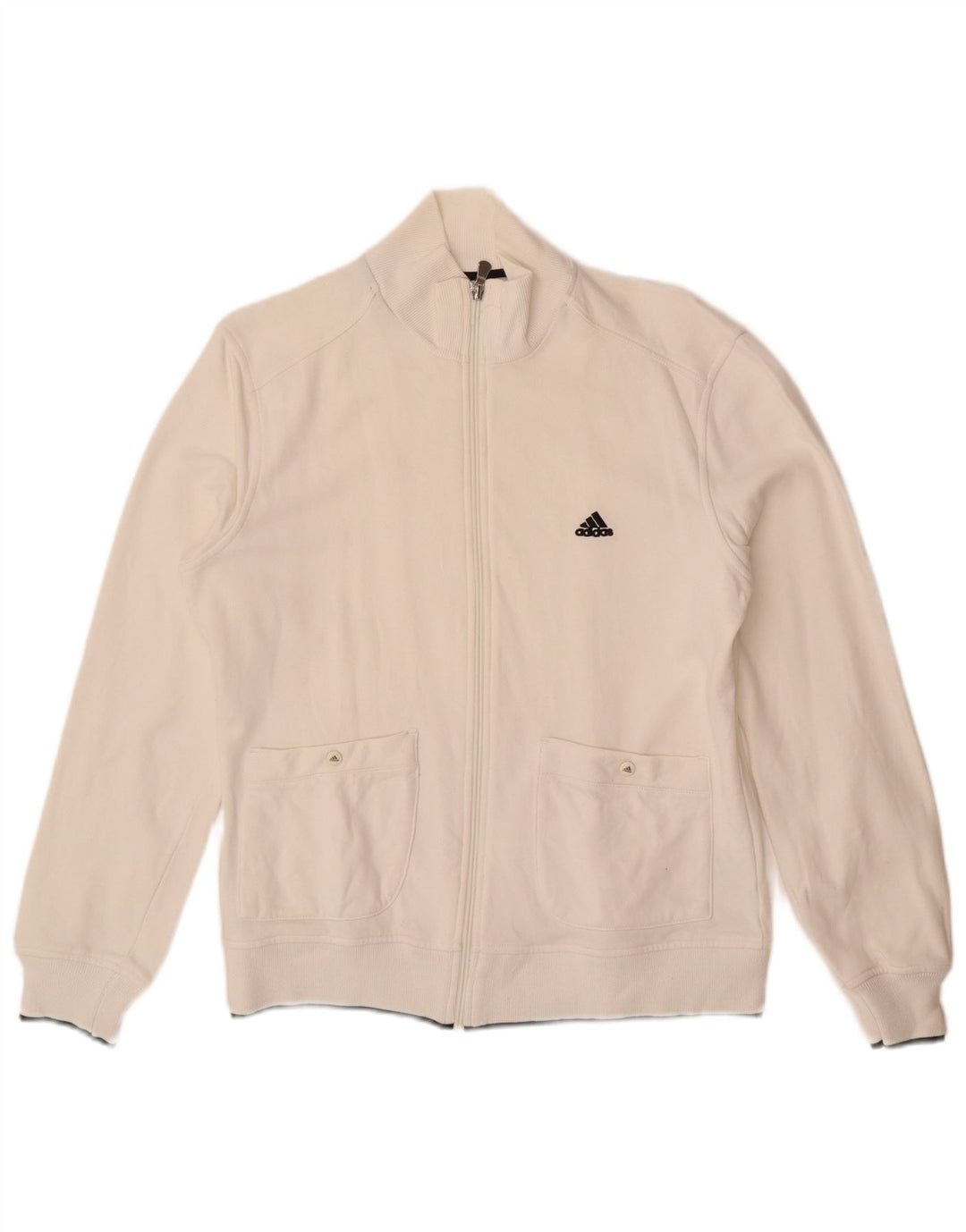 ADIDAS Mens Tracksuit Top Jacket UK 40/42 Médio Algodão Branco
