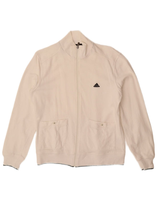 ADIDAS Mens Tracksuit Top Jacket UK 40/42 Médio Algodão Branco