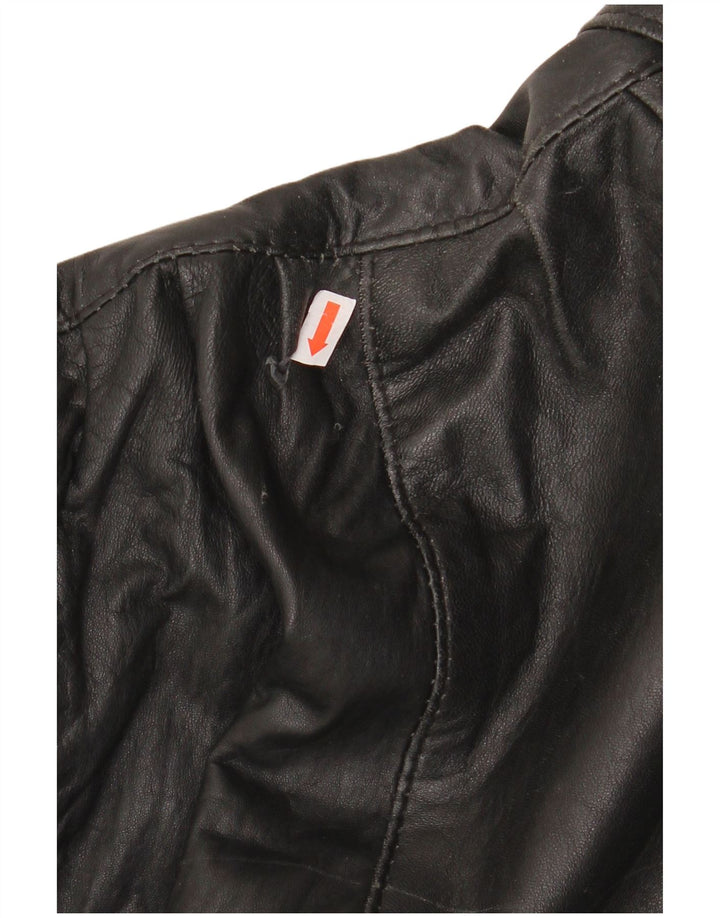 Jaqueta de couro feminina vintage UK 20 2XL couro preto