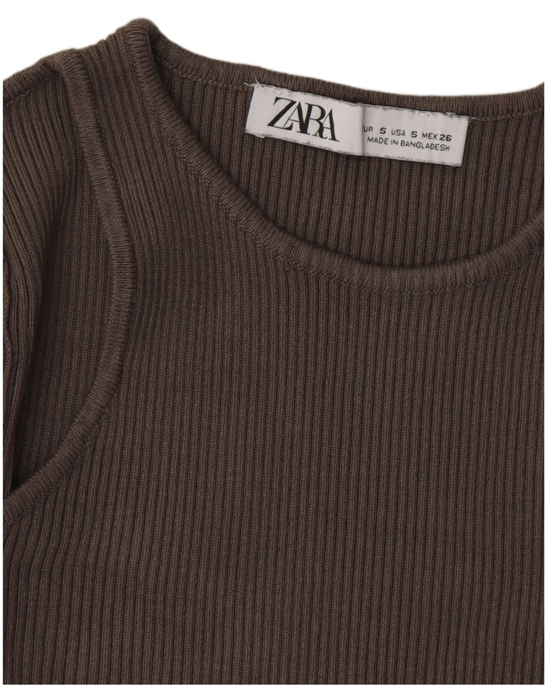 Suéter feminino ZARA com gola canoa e gola redonda, tamanho 8, marrom pequeno