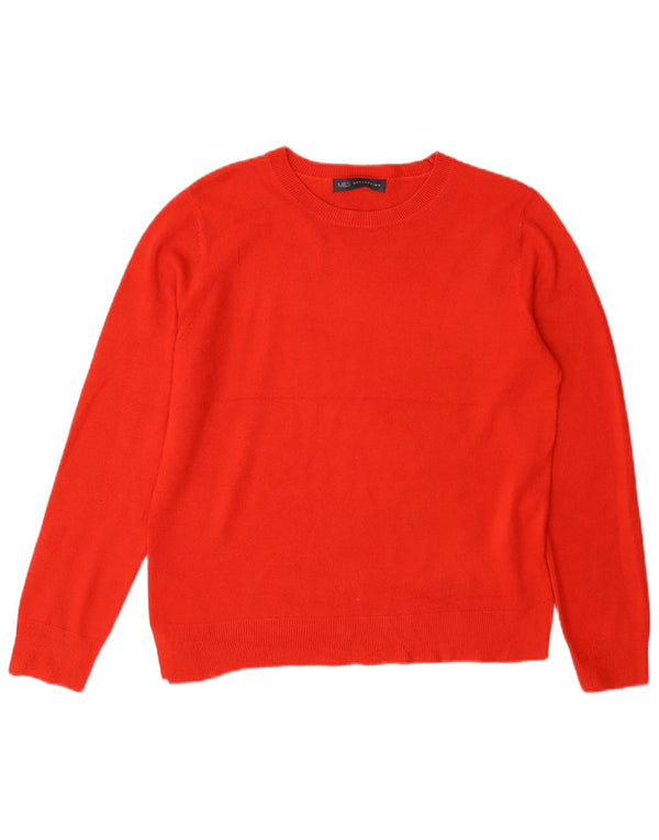 Suéter feminino Marks & Spencer com gola redonda Reino Unido 14 grande acrílico vermelho