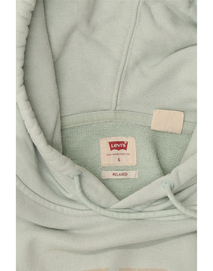 LEVI'S Mens Relaxed Fit Graphic Hoodie Jumper Small Turquoise Cotton Vintage Levi's and Second-Hand Levi's from Messina Hembry 
