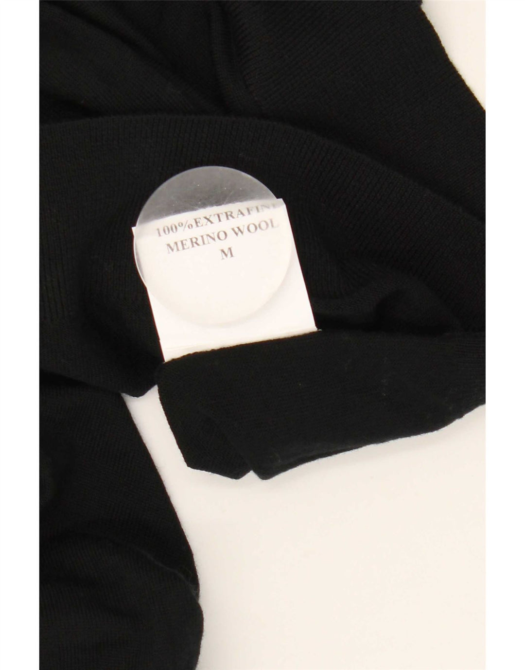 Suéter masculino Marks & Spencer com gola redonda, lã merino preta média