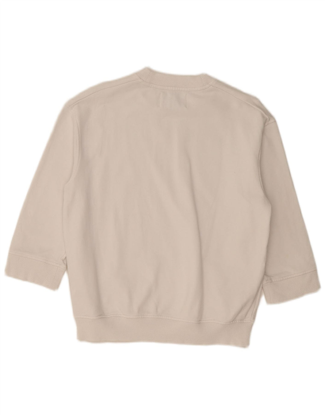 Calvin Klein Jeans feminino manga 3/4 moletom jumper UK 14 médio branco