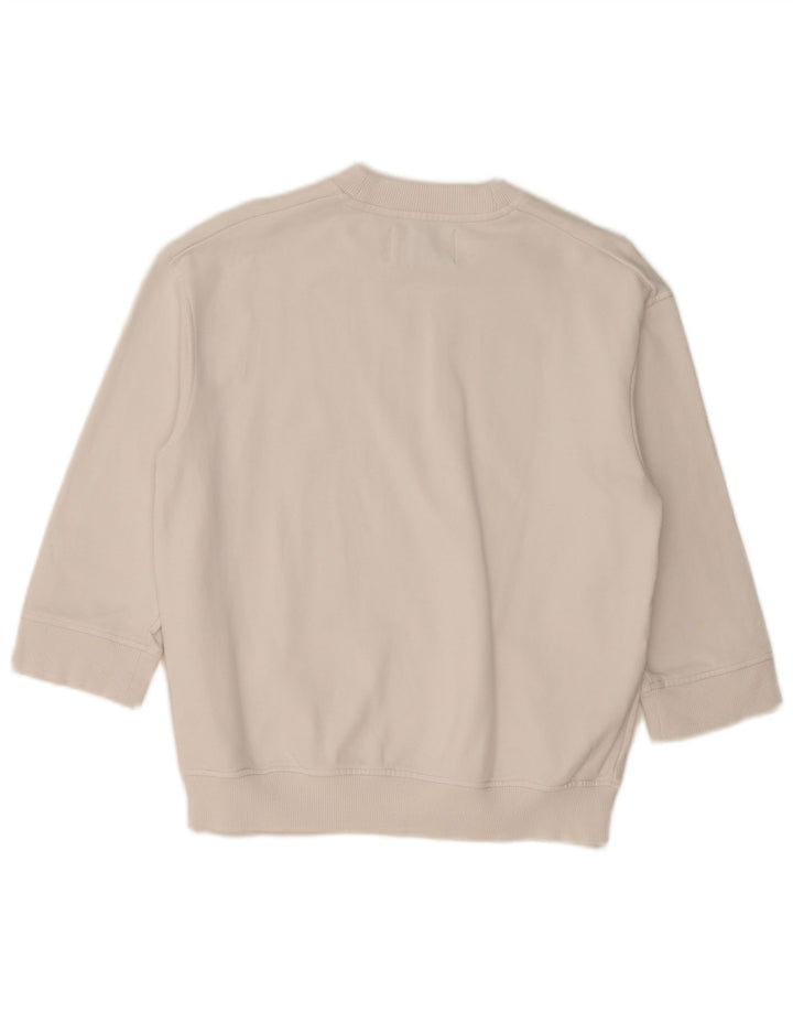 Calvin Klein Jeans feminino manga 3/4 moletom jumper UK 14 médio branco