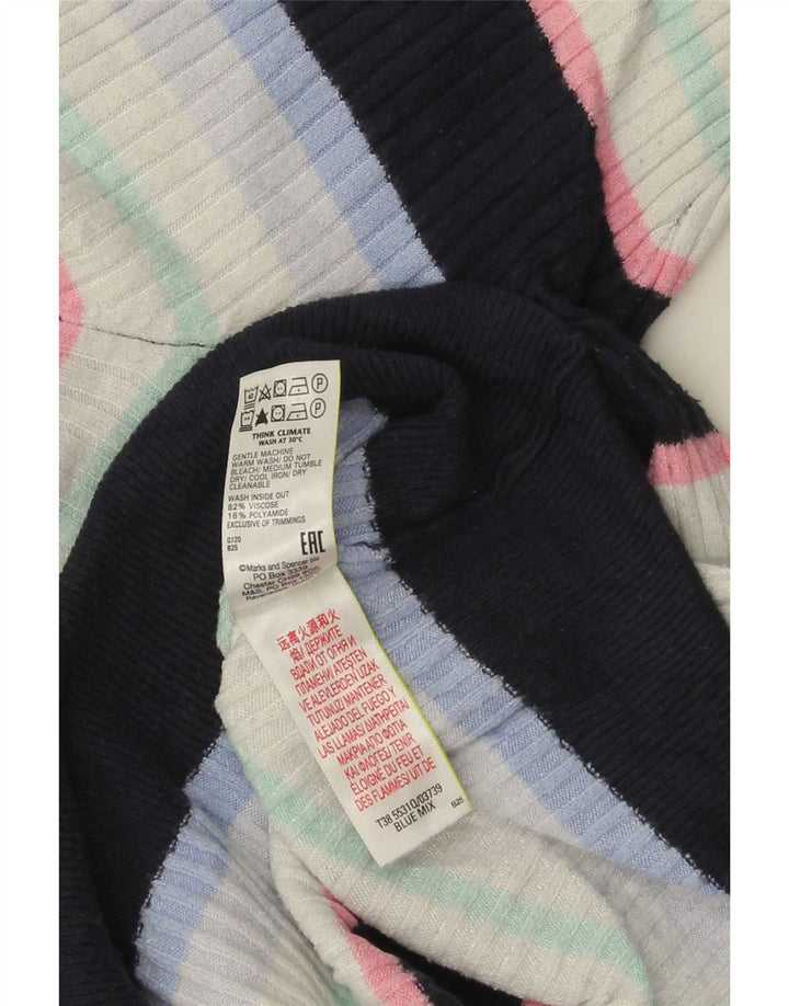 Camiseta feminina Marks & Spencer UK 16 grande listrada multicolorida