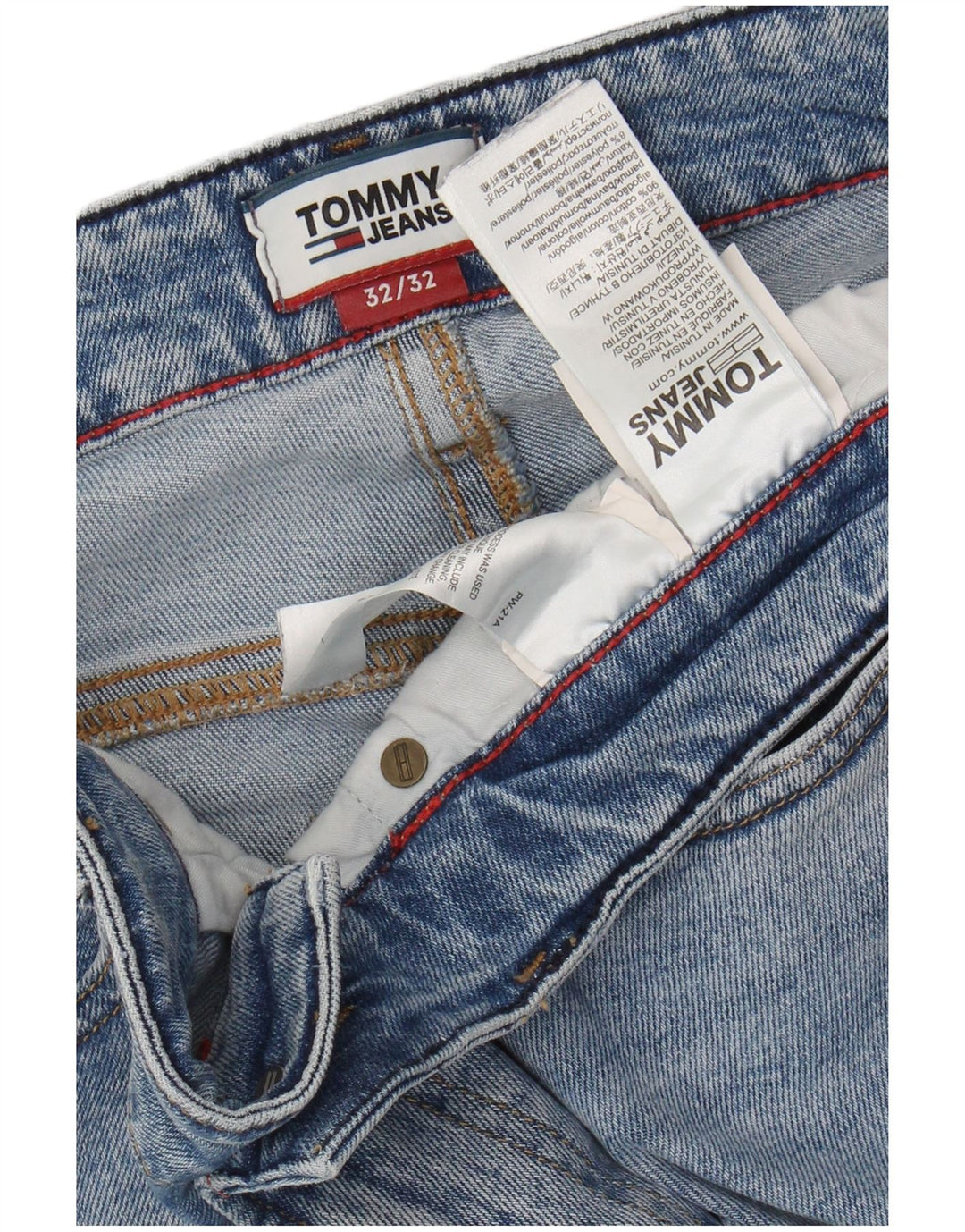 TOMMY HILFIGER Masculino Slim Jeans W32 L32 Azul Algodão