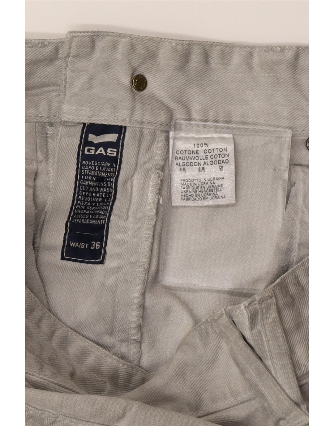 GAS Mens Cargo Straight Jeans W36 L31 Grey Cotton