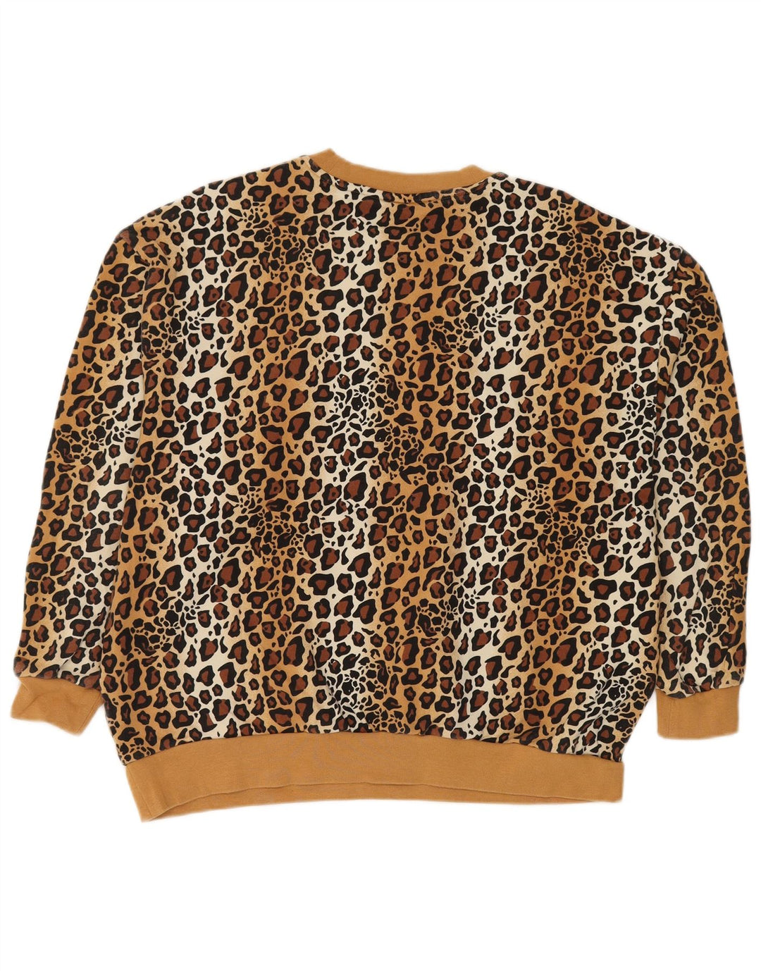 ADIDAS Womens Oversized Sweatshirt Jumper UK 8 Pequeno Bege Animal Print