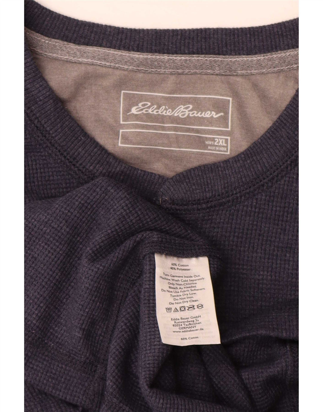 Eddie Bauer Top masculino manga comprida 2XL algodão azul marinho