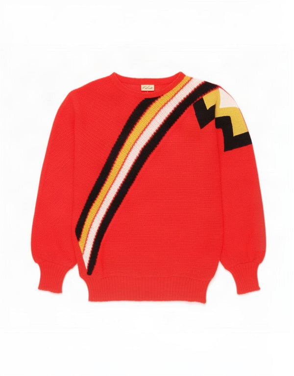 Suéter feminino Colette com gola canoa UK 14 bloco colorido vermelho médio