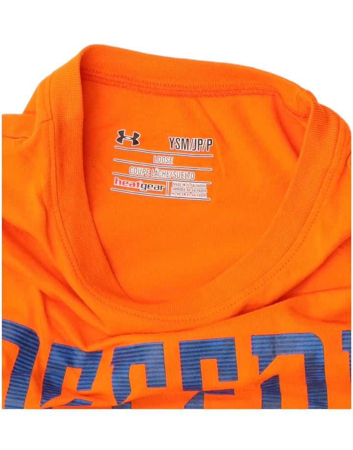 Camiseta gráfica solta UNDER ARMOUR para meninos de 7 a 8 anos de algodão laranja pequeno