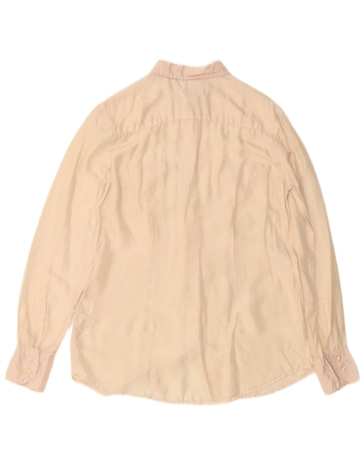 Blusa camisa feminina FRED PERRY Reino Unido 14 grande seda bege