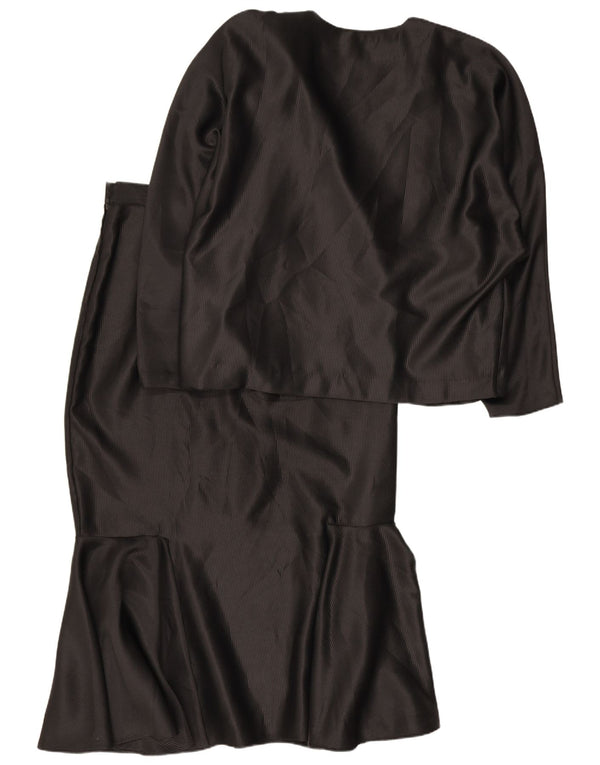 Conjunto de saia vintage feminina oversized de 2 peças IT 46 grande W28 risca de giz preta
