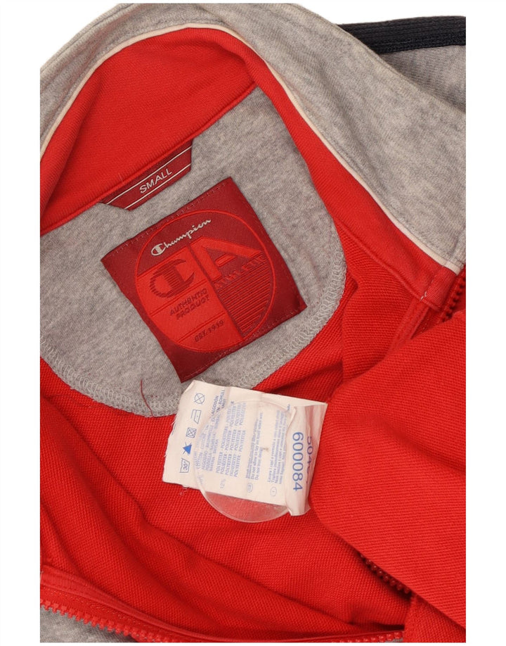 CHAMPION Mens Treino Top Jaqueta Pequeno Algodão Colorblock Vermelho