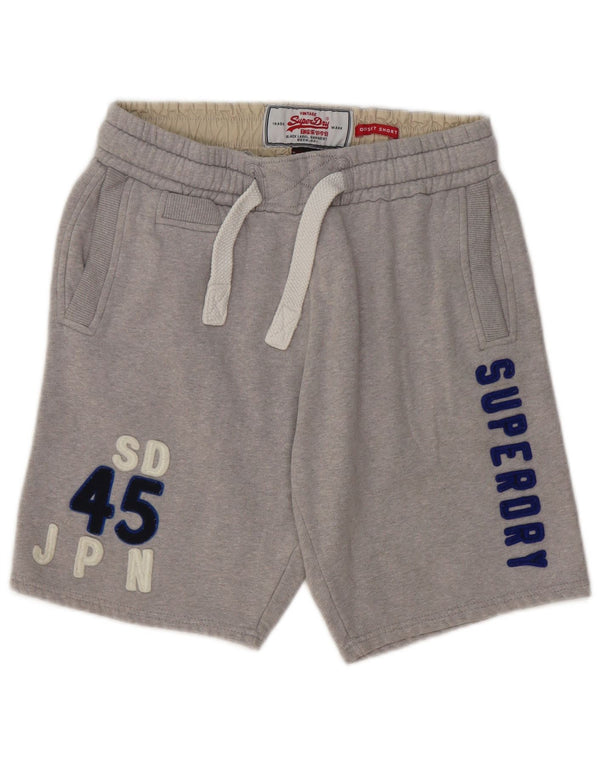 Superdry Mens Graphic Sport Shorts Médio Algodão Cinza
