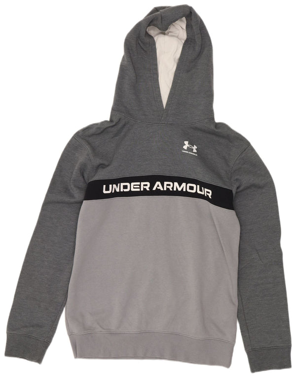 Suéter gráfico com capuz Under Armour Boys 13-14 anos XL cinza colorblock