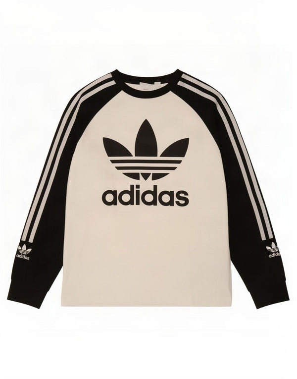Top gráfico Adidas Meninos manga comprida 11-12 anos branco algodão colorblock