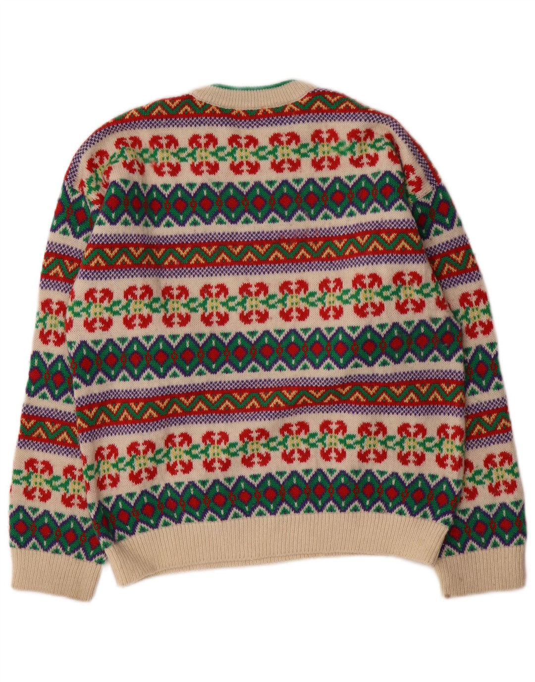 STEFANEL Suéter masculino com gola redonda, 13-14 anos, multicolorido Fair Isle