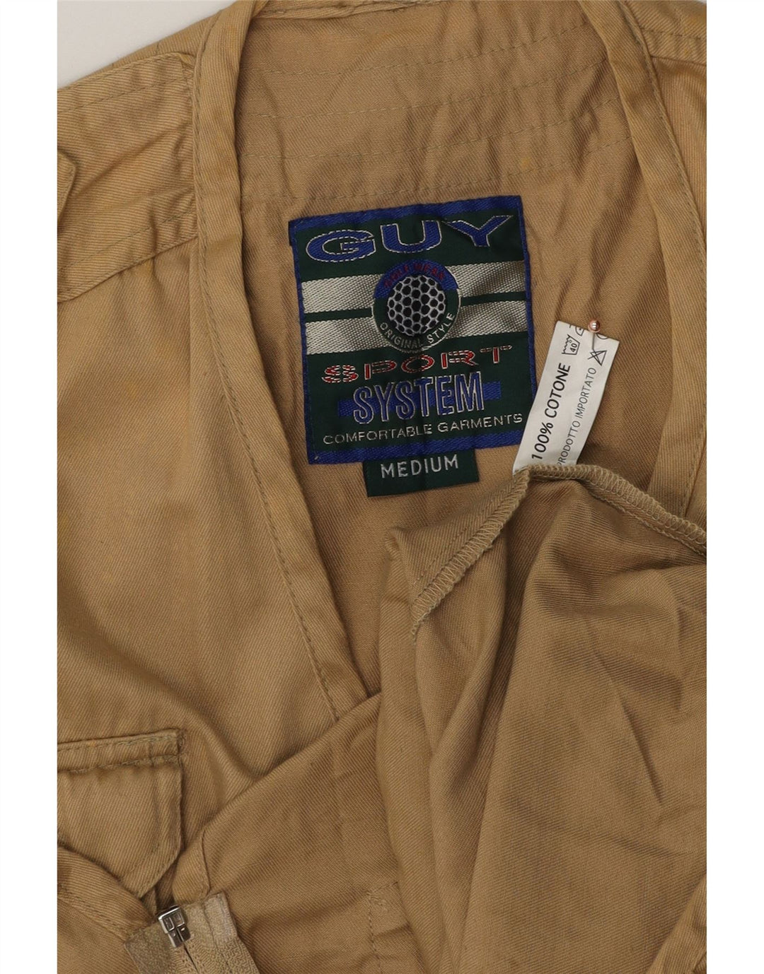 Colete utilitário masculino vintage UK 38 algodão bege médio