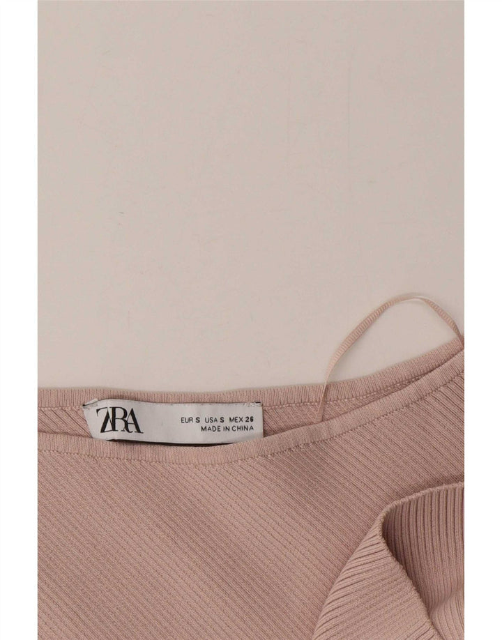 Zara Womens Crop One Ombro Top Reino Unido 8 Pequeno Rosa Viscose