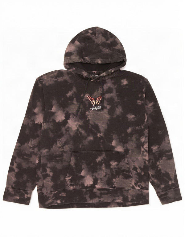 Hollister feminino gráfico moletom com capuz UK 16 grande preto tie-dye