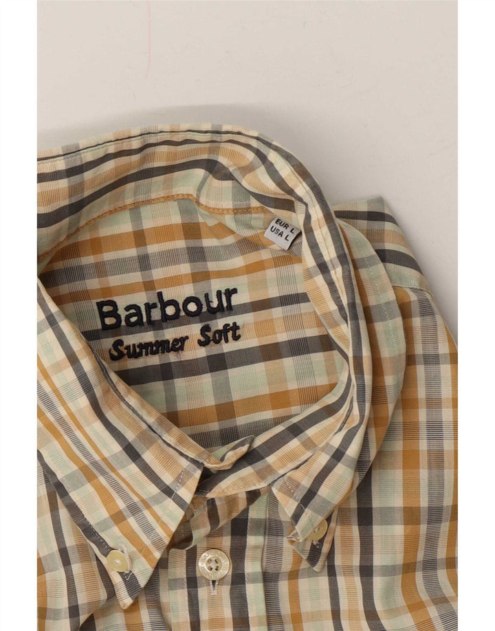 Camisa masculina Barbour grande xadrez bege