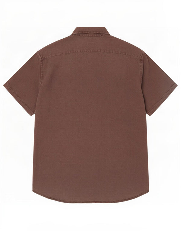 Camisa masculina de manga curta Trussardi Jeans XL marrom linho