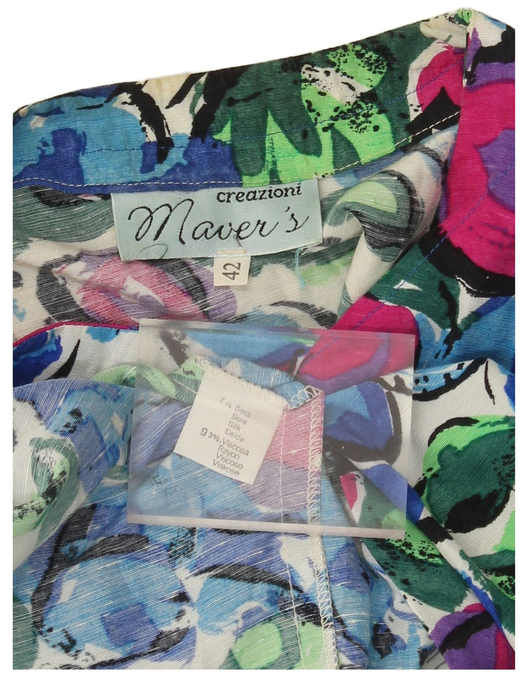 Blusa feminina vintage cropped IT 42 média floral multicolorida