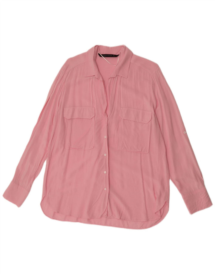 Zara Camisa Feminina UK 16 Grande Rosa
