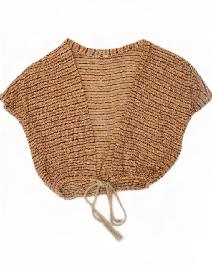Top Cardigan Feminino Vintage EU 40 Listrado Bege Médio