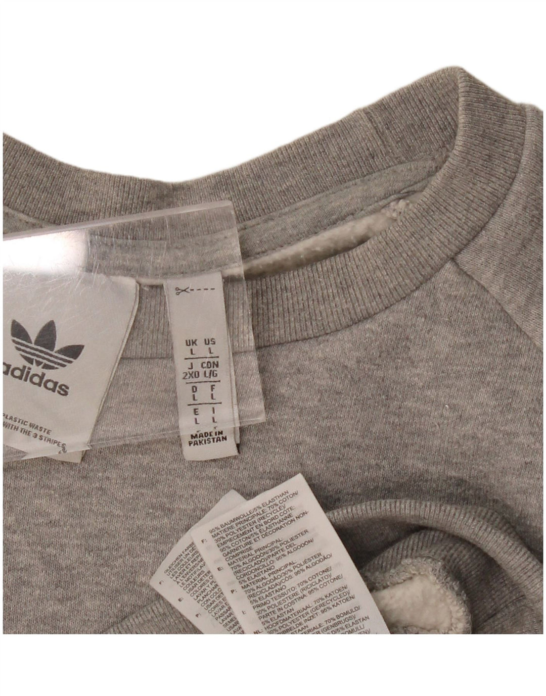 ADIDAS Mens moletom jumper grande algodão manchado cinza