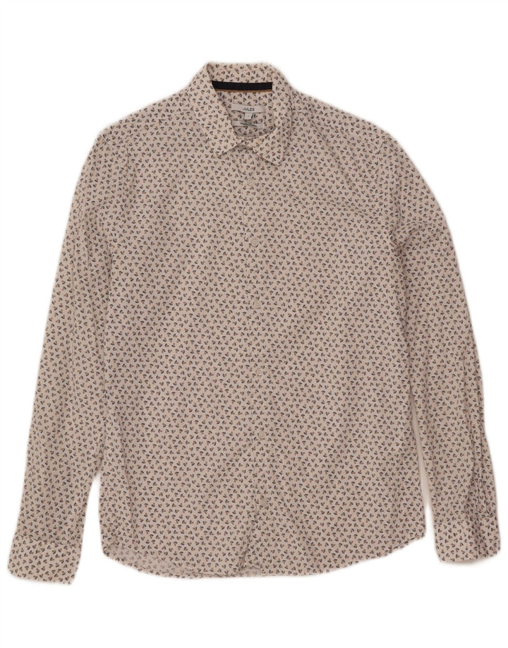 Camisa masculina Jules Abstract Padrão Regular Fit pequena algodão branco