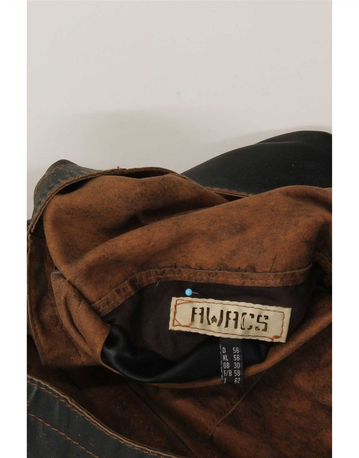 Jaqueta de couro reversível masculina vintage EU 56 3XL marrom
