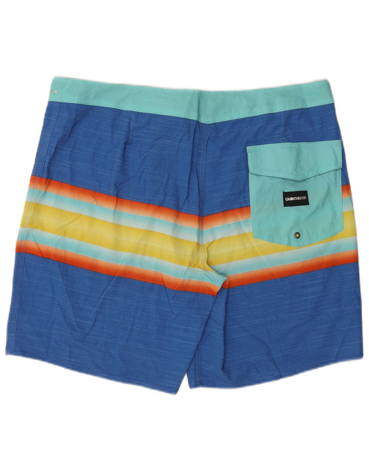 Quiksilver Shorts de natação masculino XL poliéster listrado azul