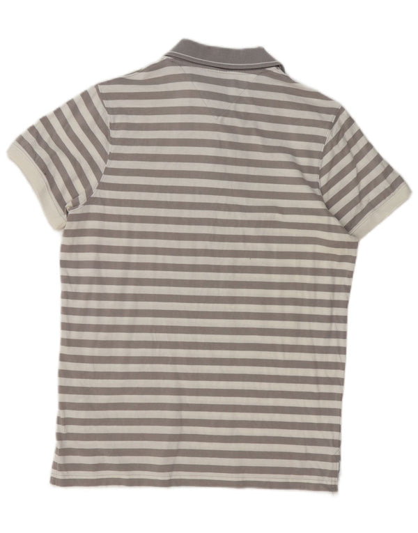 Tommy Hilfiger Mens Slim Fit Polo Shirt Small Grey Striped Cotton