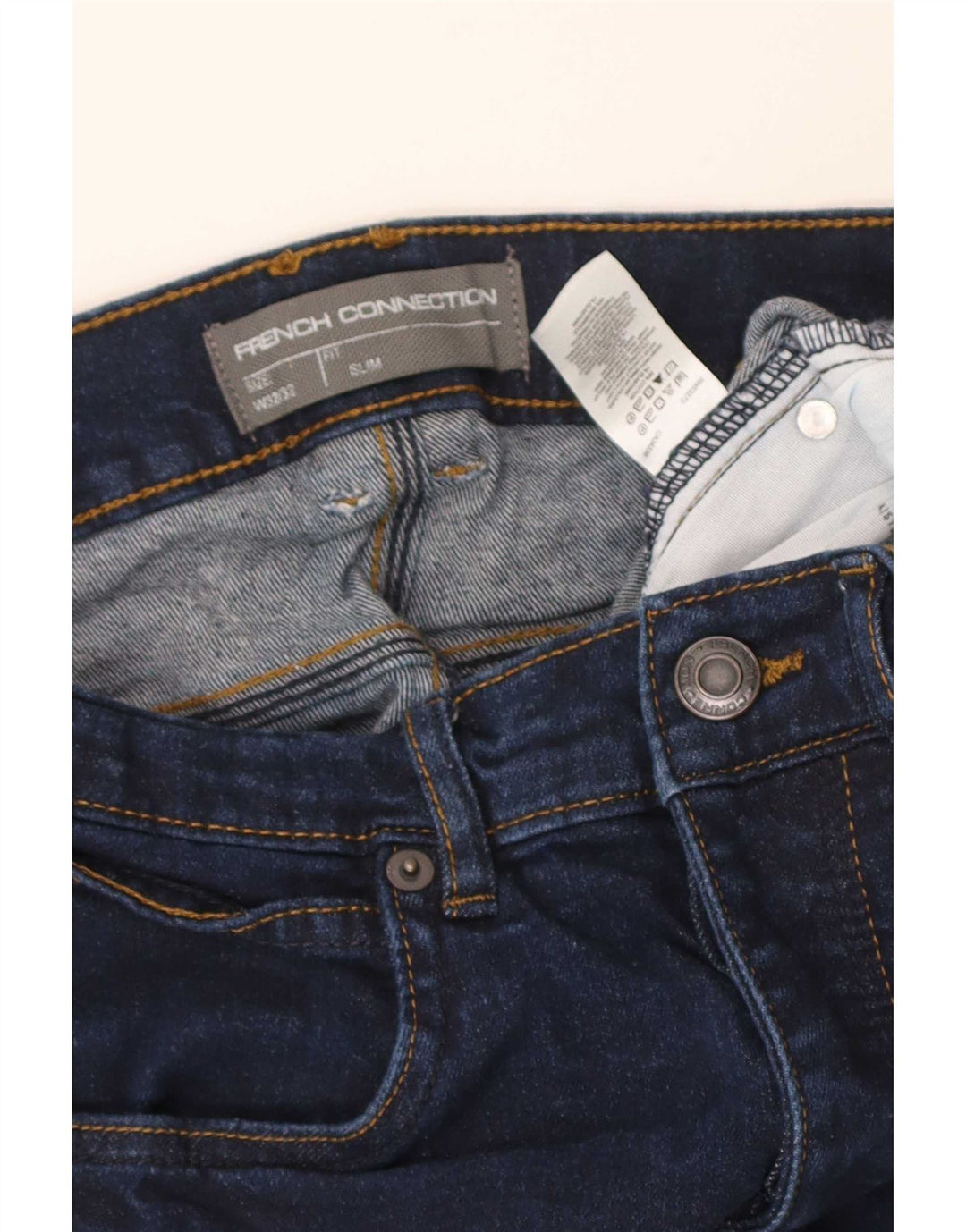 French Connection Mens Slim Jeans W32 L24 Azul Marinho Algodão